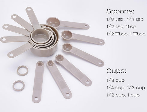 11PCS Measuring Spoons and Measuring Cups Set, Stackable Cups and Spoons, Nesting Cups Spoons for Cooking Baking Supplies, Kitchen Gadgets Essenti...