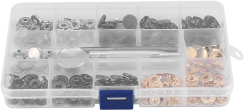 40 Sets Snap Button, Metal Popper Button Press Studs Fastener 6 Color Clothing Snaps Kit for Leather Craft Tool with Storage Box(633#12MM)...