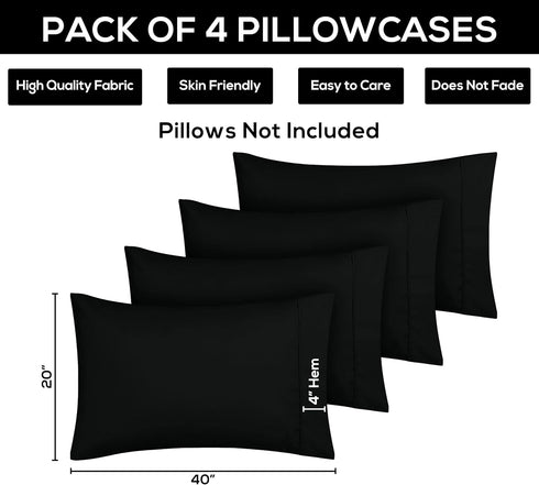 Utopia Bedding King Pillow Cases - 4 Pack - Envelope Closure - Soft Brushed Microfiber Fabric - Shrinkage and Fade Resistant Pillow Covers King Si...