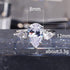 Hsitgexf Shining Classic Plated Silver Pear Cut Teardrop Halo Cubic Zirconia CZ Statement 3-Stone Eternity Wedding Engagement Ring for Women (US s...