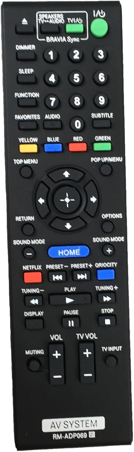 Blu-Ray Disc Player/AV Home Theater Replaced Remote RM-ADP069 for Sony HBD-E580 BDV-N790W HB-DE3100 RM-ADP072 BDV-T58 BDV-T57 HBD-T79 HBD-E280 BDV...