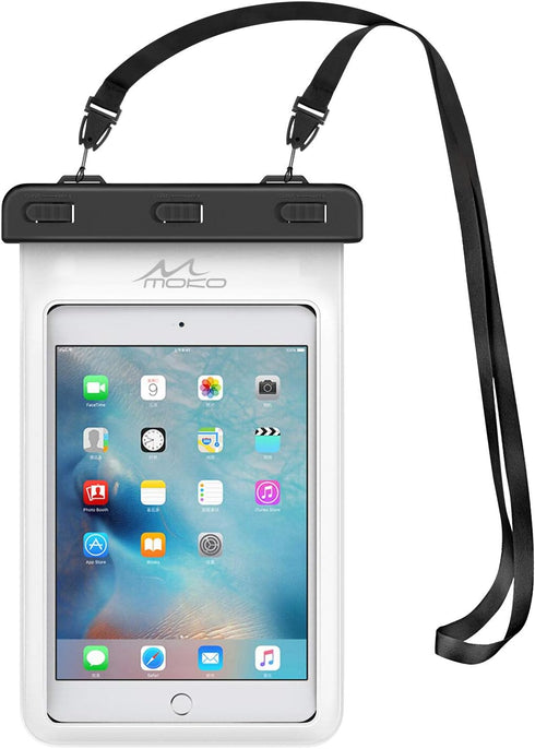 MoKo Universal Waterproof Case, Dry Bag Pouch Compatible with iPad Mini 6/5/4/3/2, Samsung Tab 5/4/3, Galaxy Note 8, Tab S2/Tab E/Tab A 8.0, LG G ...