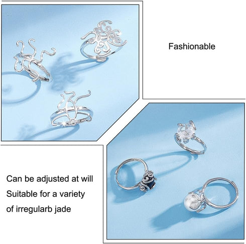 PH PandaHall 6PCS Claw Ring Blank, 3 Style Adjustable Ring Blank Ring Base Setting Twist Wrap Finger Rings for Irregular Gemstone Setting Handmade...