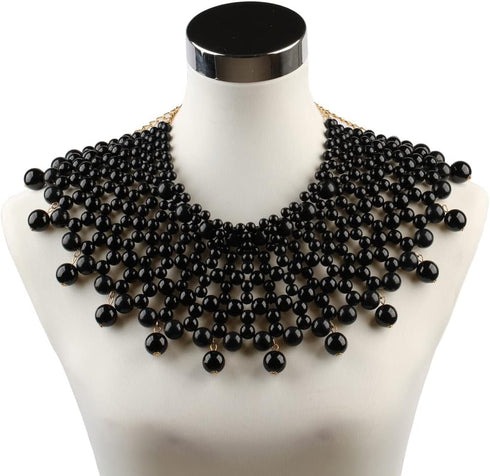 Big Chunky Ball Beaded Choker Collar Pendant Necklace for Women Handmade Chain Metal Statement Jewelry...