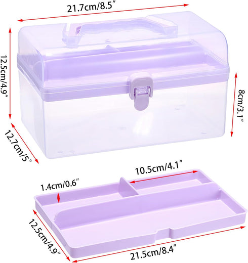 BTSKY Multipurpose Plastic Craft Storage Containers with Removable Tray, Clear Plastic Storage Box with Lid & Handle, Easy Carry & Stack Small Sto...