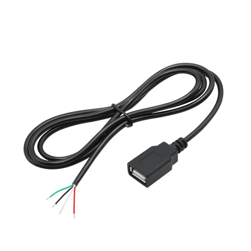 4Pcs USB A Female 4Pin Bare Wire 1M/3FT, 5V/2A USB 4 Pin Pigtail Open End Power Data Cable, Tail Tinning, for USB Equipment Installed or Replaceme...