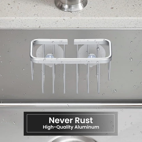 Sponge Holder for Kitchen Sink Suction?Anti-Rust Kitchen Sink Sponge Holder Aluminum Sink Sponge Holder with Suction Cups for Sponges, Scrubbers, ...