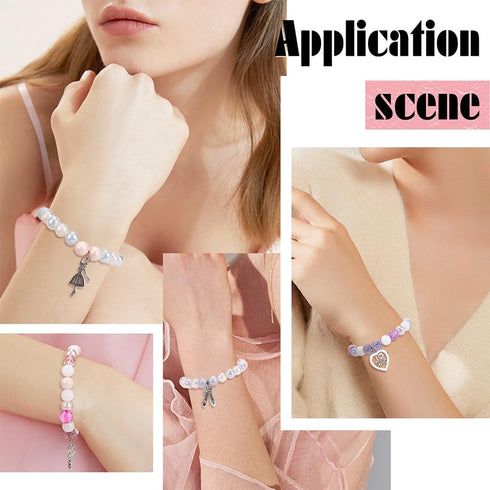 SUNNYCLUE 1 Box 6 Set Ballet Bracelet Making Kit Adjustable Bracelets Dancer Ballerina Charms Acrylic Transprent Rhinestone Beads for jewellery Ma...