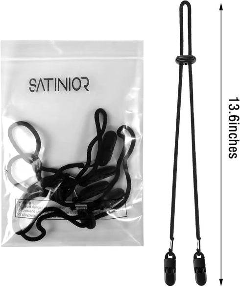 SATINIOR 2 Pieces Adjustable Hat Strap Clips with Cord Locks for Golfing, Fishing and Other Sports...