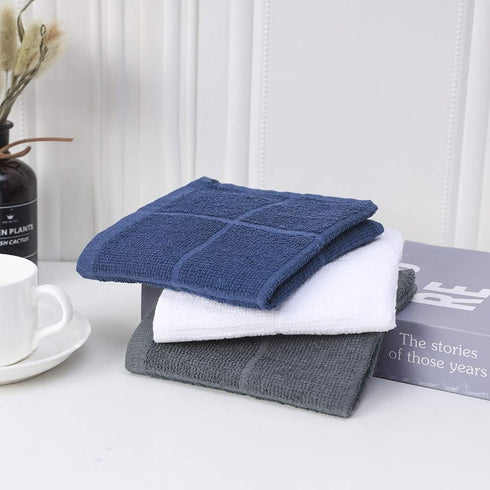 Glynniss Blue Dish Cloths Kitchen Highly Absorbent Navy Dish Rags 100% Cotton Dish Cloths for Washing Dishes, Cleaning (12pcs Blue)...