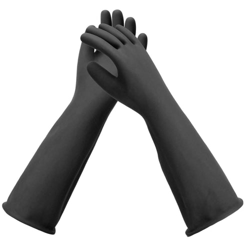 Black Rubber Gloves Extra Large, 22" Long Chemical Resistant Gloves, Waterproof Reusable Dishwashing Household Cleaning Safety Work Heavy Duty Ind...