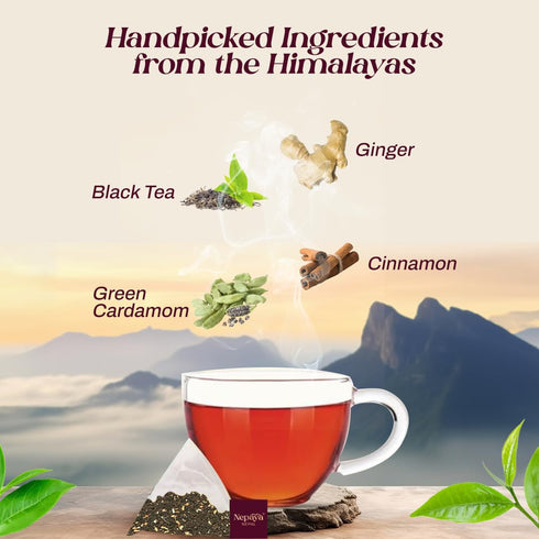 Organic Nepali Spiced Black Tea 30 Count (Pack of 2), Whole Loose Leaf Pyramid Tea Bags from the Himalayas, Biodegradable Tea Bags 100% Pure Blend...