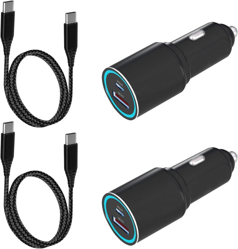 2Pack 48W USB C Car Charger with Cable for Samsung Galaxy S24/S24 Plus/S24Ultra/S23 FE/S23+/A35 5G/A25 5G/A15/A54 A23 A52 A53 A23 A03S,Phone 15 Pr...