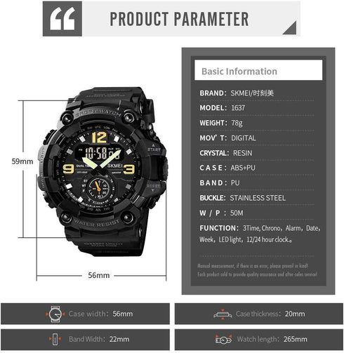 Gosasa Big Dial Digital Watch S Shock Men Military Army Watch Water Resistant LED Outdoor Sports Watches...
