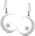Sterling Silver Round Cubic Zirconia Crescent Moon & Star Dangle Earrings Star Jewelry for Women Mom...