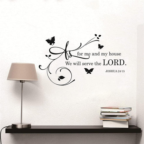 Joshua Quotes Wall Decal As for me and My House We Will Serve The Lord Bible Verse Lettering Wall Sticker Removable Mural for Living Room Kids Roo...