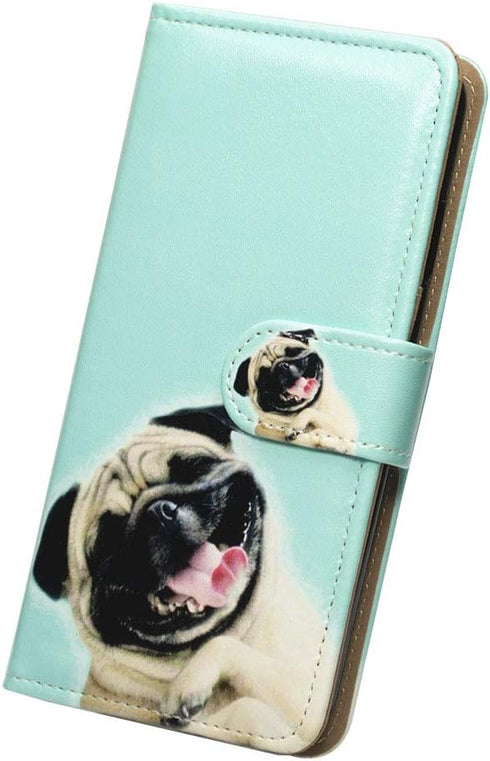 Case for Galaxy A50, Funny Pug Dog Flip Case Leather Cover with Credit Card Slot ID Card Holder Kickstand for Samsung Galaxy A50 SM-A505F SM-A505F...