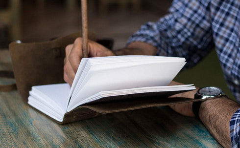 Handmade Leather Journal/Writing Notebook Diary/Bound Daily Notepad For Men & Women Unlined Paper Medium, writing pad for artist, sketch (Brown Ta...