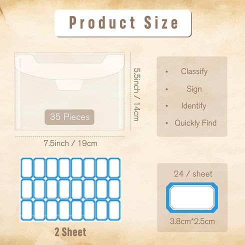 Pllieay 35pcs Clear Stamp and Die Storage Pockets, Stamp Storage Bags, Plastic Envelopes, Scrapbooking Storage Die Cuts for Stencil Storage Card M...
