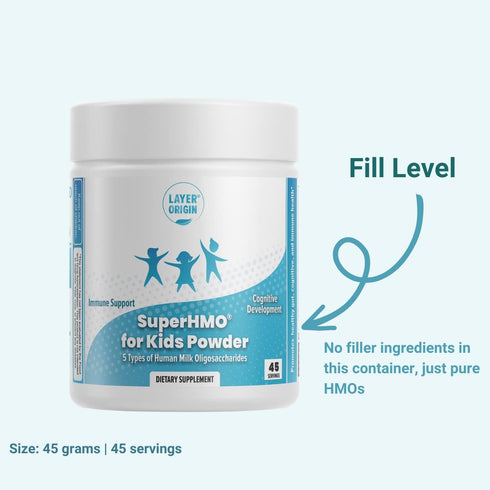 SuperHMO Prebiotic Mix for Kids - 5 HMOs for Gut, Digestion, and Cognitive Health, Powder, 45 Servings...