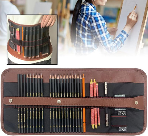 Sketching Pencil Set, Drawing Pen Charcoal Sketch Included Graphite Pencils, Charcoal Pencils, Paper Erasable Pen, 30pcs Total for Beginners Artis...
