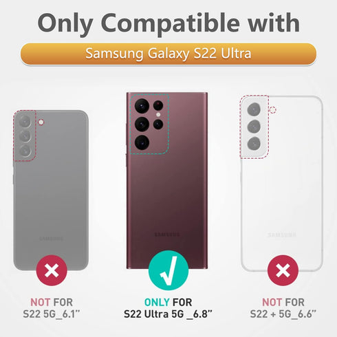 Case for Samsung Galaxy S22 Ultra: Rugged Protective S22 Ultra 5G Mobile Phone Cover with Kickstand & Slide - TPU Shockproof Bumper Textured Matte...