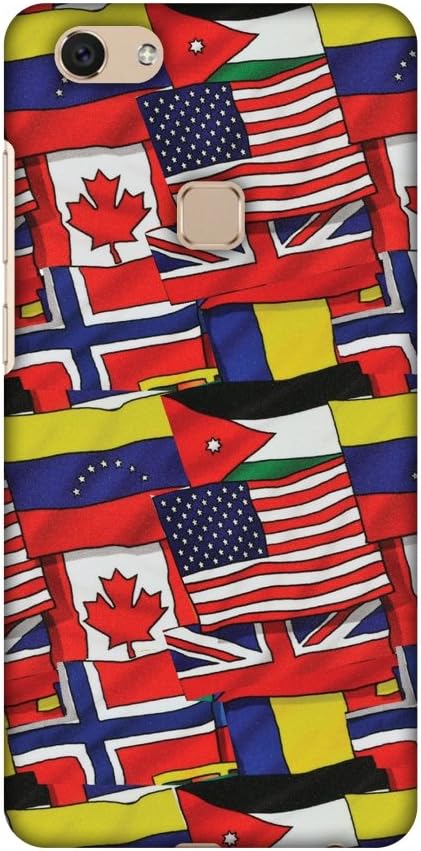 AMZER Slim Fit Handcrafted Designer Printed Snap On Hard Shell Case Back Cover with Screen Cleaning Kit Skin for Vivo V7 - Flags United HD Color, ...