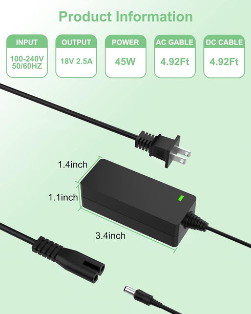 Power Cord for Cricut Explore air 2, Expression 2, Personal Expression Create, Mini, Cake, Explore, Cricut Maker Model: KSAH1800250T1M2 Cutting Ch...