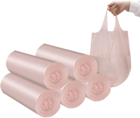 4 GALLON Bathroom Trash Bags, 5 Rolls/100 Counts Small HANDLES Garbage Bags for Office, Kitchen,Bedroom Waste Bin,Colorful Portable Strong Rubbish...