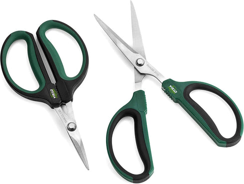 Hydroponic 2-Pack Bonsai Scissors and Plant Trimming Shears Set - Stainless Steel Pruning Shears for Indoor Gardening, Succulent Harvest, and Prec...