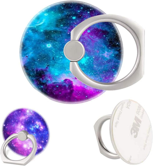 3 Pack/Purple Blue Galaxy Cell Phone Ring Holder 360 Degree Finger Ring Stand for Smartphone Tablet...