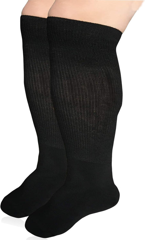Extra Width Diabetic Socks for Lymphedema, Bariatric Non Binding Knee High Sock for Swollen Edema Cast Feet Mens and Womens Legs, Slouch Boot Sock...