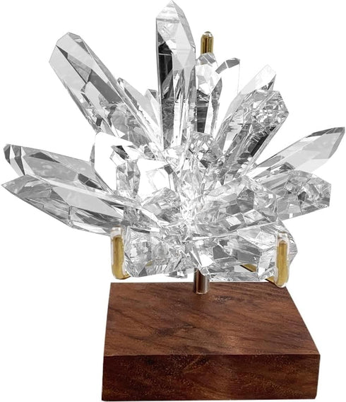 Adjustable Brass Crystal Display Stand with Walnut Base Mineral Specimens Display Stand Rock Display Easel Metal Display Holder for Stones Geodes ...