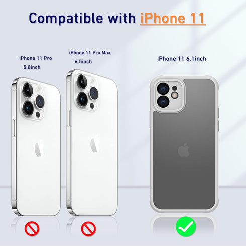 Matte Case for iPhone 11 Case,Shockproof Protective Hard Back Slim Case for iPhone Case 6.1 inch,Frosted Translucent Back Phone Cover, Anti-Finger...