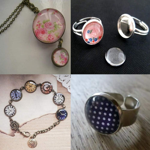 Craftdady 200Pcs Transparent Glass Cabochons 13.5~14mm Clear Glass Flat Back Dome Tile Half Round Cabochon Covers for Photo Pendant Jewelry Making...