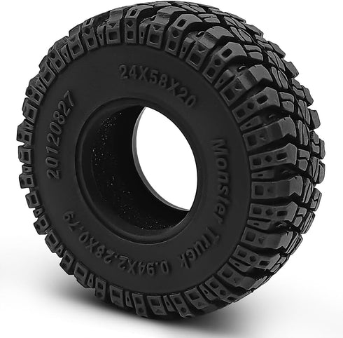 4Pcs 1.0 Tires Mud Terrain Soft Rubber Tires 58mm for 1/18 Tra-xxa Trx4m 1/24 Axial SCX24 RC Crawler Car,D...