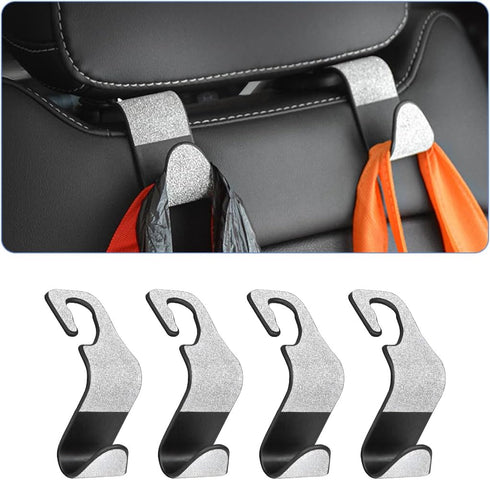 Car Seat Headrest Hook, 4 Pack Bling Hanger Storage Organizer for Purse Coat Handbag Grocery Bag, Strong and Durable Backseat Holder Hook, Bling C...