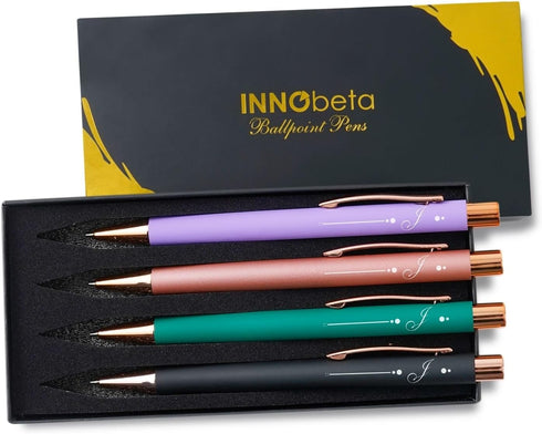 InnoBeta Monogrammed Gifts Ballpoint Pen Set of 4, Initial Letter Gifts for Housewarming, Birthday, Thanksgiving, Christmas - J...