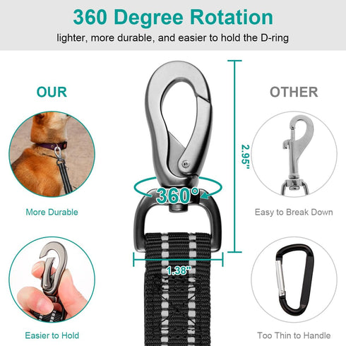 Philorn Bungee Dog Leash Heavy Duty 6-7FT Tactical Dog Leash, Adjustable Leash for Large Dogs That Pull with 2 Padded Traffic Handles, Reflective ...