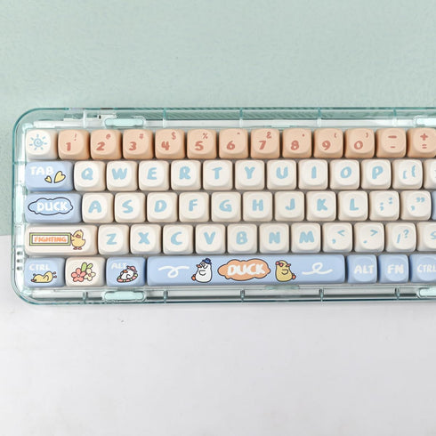 Sumgsn MOA Profile Keycaps 138 Keys Yellow Cute Duck PBT DYE-SYB Keycap for Mx Cherry Mechanical Keyboard GH60 GK64 FC660M RK860 RK987 RK61...
