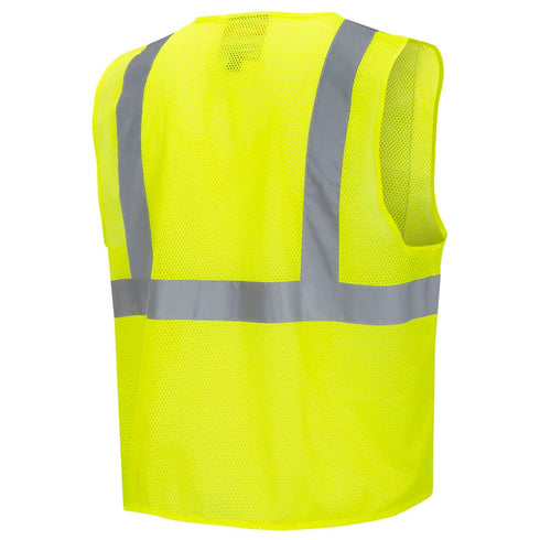 Pioneer High Visibility Tricot Mesh Zip-Up Safety Vest, Reflective Tape, Yellow/Green, Unisex, 4XL, V1060360U-4XL...