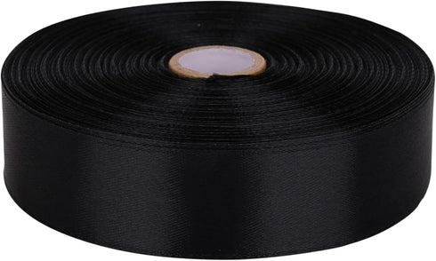 1 inch Black Satin Ribbon 50 Yards Solid Fabric Ribbons Roll for Wedding Invitations, Bridal Bouquets, Sewing, Party Decorations, Gift Wrapping an...