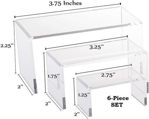 N'ice Packaging® 9 Piece Set - Clear Acrylic Display Risers, Acrylic Clear Riser Set...
