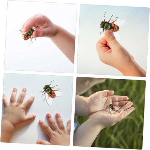 6pcs High Simulation Insect Bee Figure Bee Garden Statues Bee Ornament Realistic Bee Educational Plaything Insect Model Cake Topper Bees Fake Toy ...