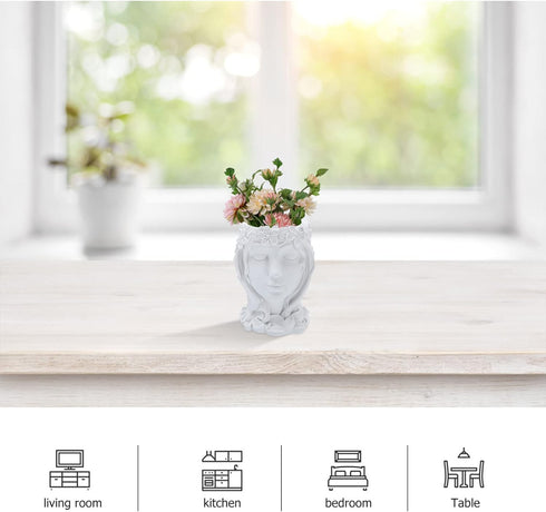Face Flower Pot 1pc Resin Goddess Flower Pot Female Head Vase Face Head Planter Flower Pots Indoor Bonsai Planter Pot Roman Statue Goddess Statue ...