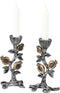 Zion Judaica Artistic Candlestick Set Antique Looking Candle Holder with Pomegranates Silver and Gold...