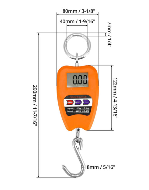 QWORK Hanging Weight Scale, 200kg/440lbs Digital Crane Scales Fish Weighing Scale Aluminum Housing LED Display Scale for Fishing, Weigh Luggage, H...