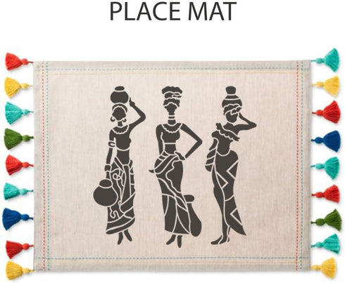 CrafTreat Reusable Tribal Wall Stencils - Pose with Pot - DIY Art & Craft Stencils - African Tribal Stencil - 2x12 Inches...