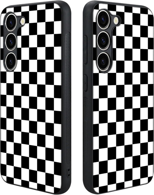 Tnarru Compatible with Samsung Galaxy S23+ Case Checkered Pattern Hard PC Back and Soft TPU Sides Scratchproof Shockproof Protective Case for Sams...