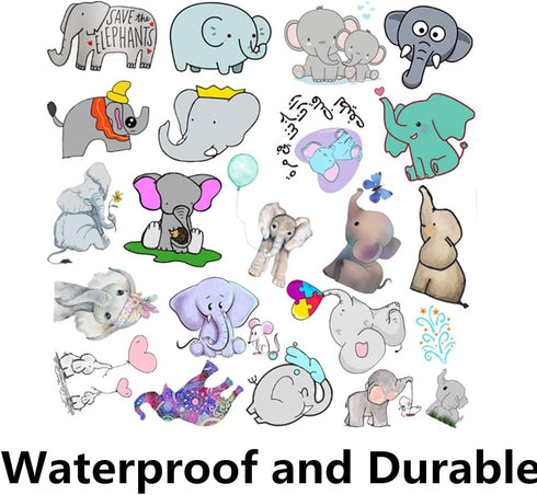 Cute Stickers Elephant Stickers Waterproof Vinyl Stickers Scrapbooking Stickers Scrapbook kit for Skate, Moto, Luggage, Water Bottles, Guitar...